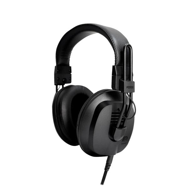 Black premium closed-back studio headphones with detachable cable